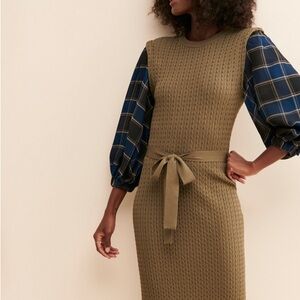 Anthropologie Current Air knit plaid sweater dress sz. XS